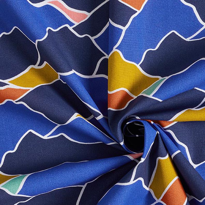 Tissu en coton Cretonne Vagues abstraites – bleu roi/sauge,  image number 3