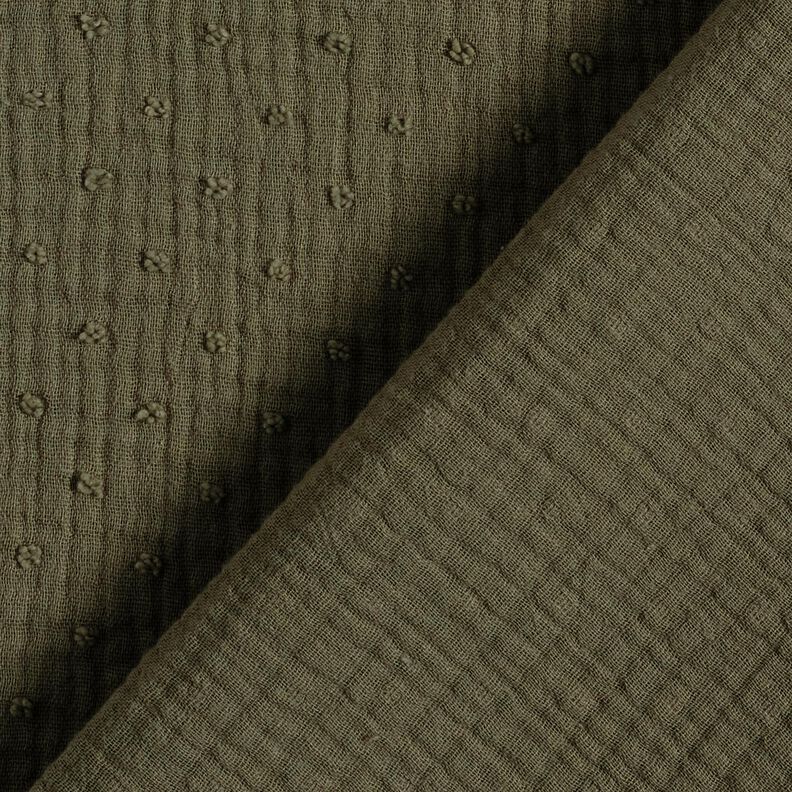 Tissu double gaze de coton dobby – kaki,  image number 4