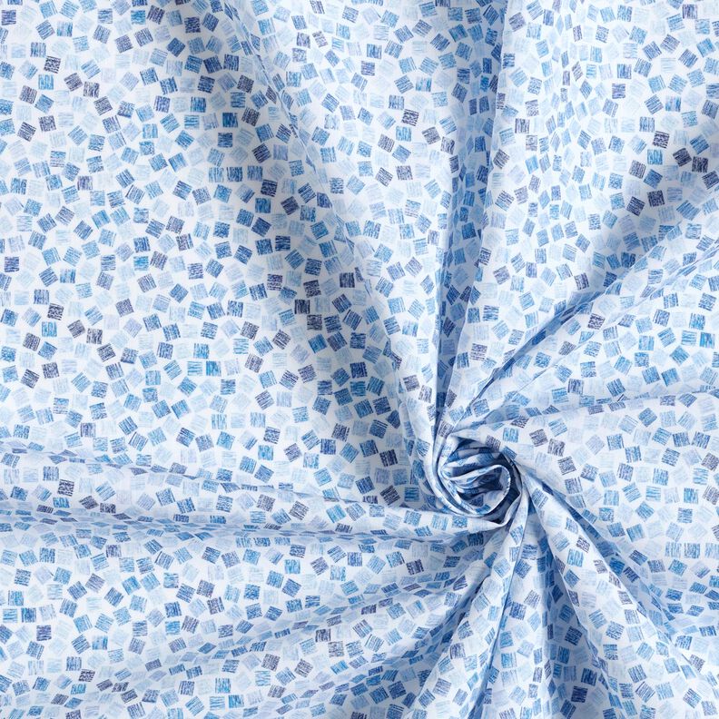 Popeline Cubes abstraits – blanc/bleu roi,  image number 3