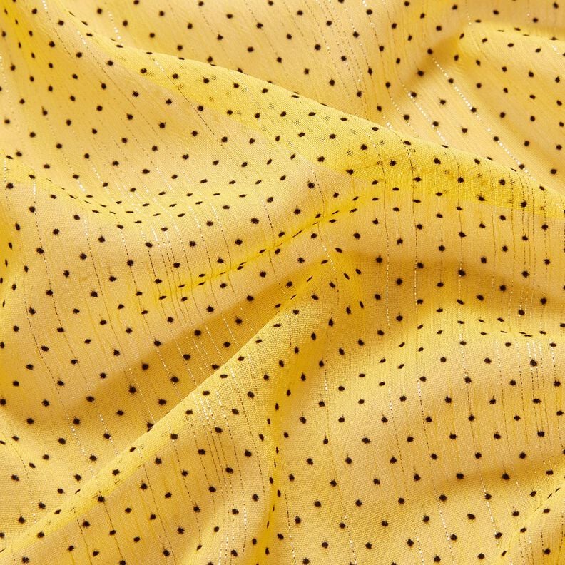 Mousseline Rayures et pois pailletés – jaune citron, image number 2