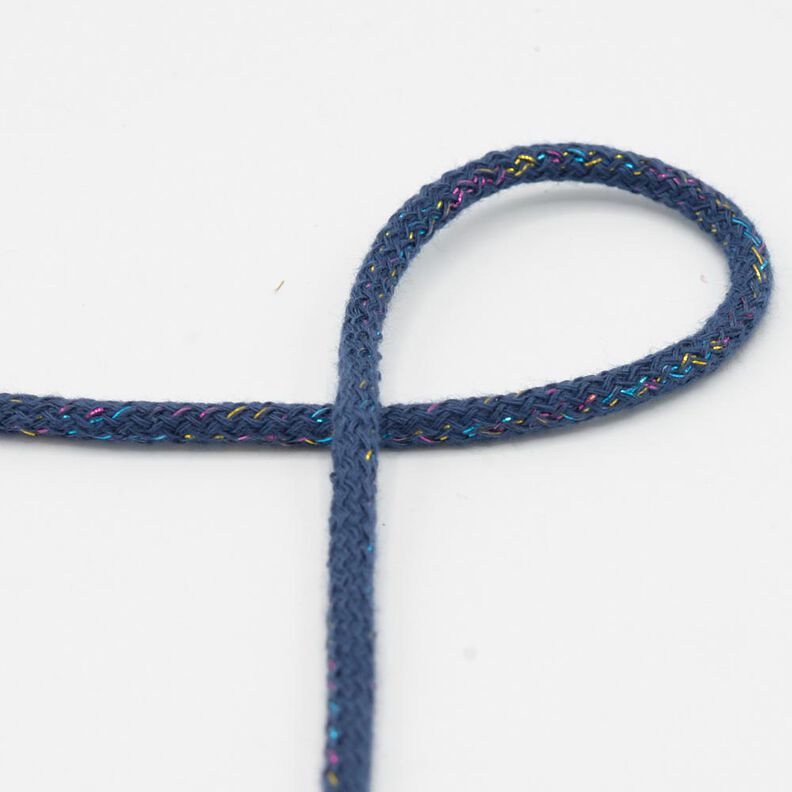 Cordon en coton Lurex [Ø 5 mm] – bleu jean,  image number 1
