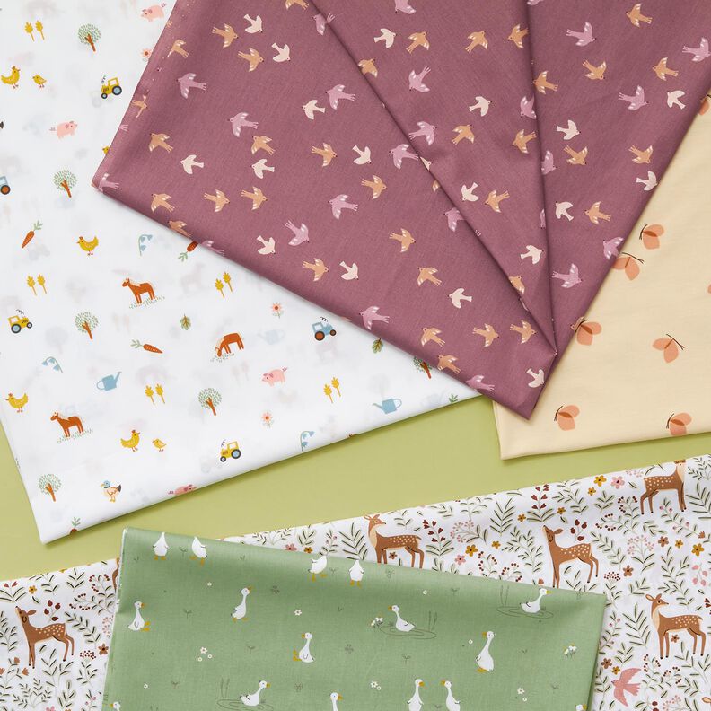 GOTS Popeline coton Petits oiseaux | by Poppy – raisin, image number 5