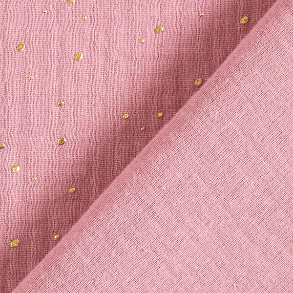 Tissu double gaze de coton taches dorées éparses – rose/or,  image number 4