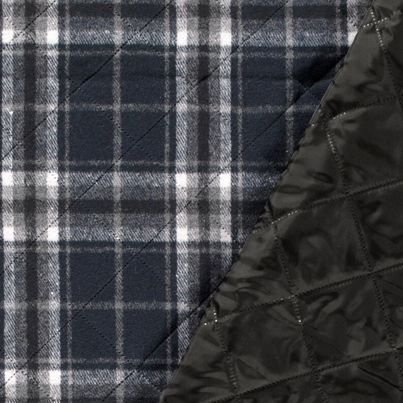 Tissu matelassé à carreaux – bleu nuit/gris pierre, image number 2