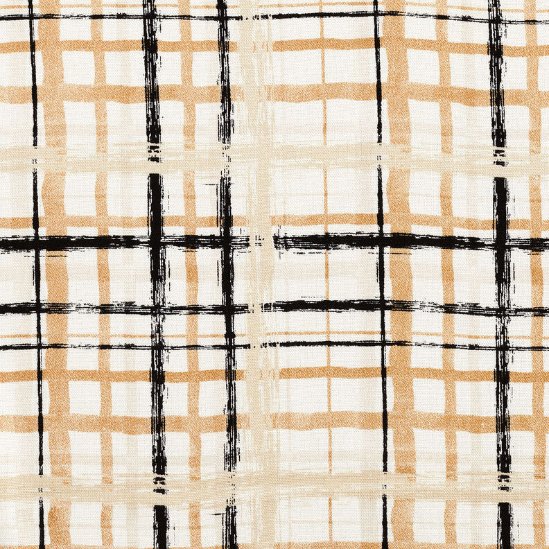Lin-viscose mélangés à carreaux abstraits – nature/beige, image number 1