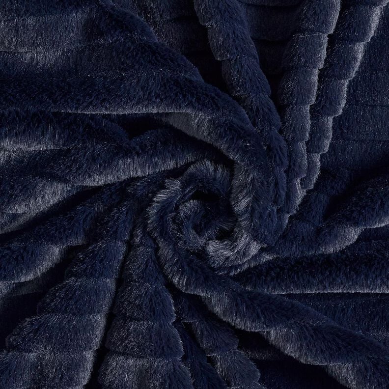 Fausse fourrure à larges rayures horizontales – bleu nuit, image number 3