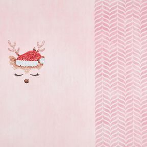 Jersey coton cerf scintillant endormi Panel | Glitzerpüppi – rosé/vieux rose clair, 
