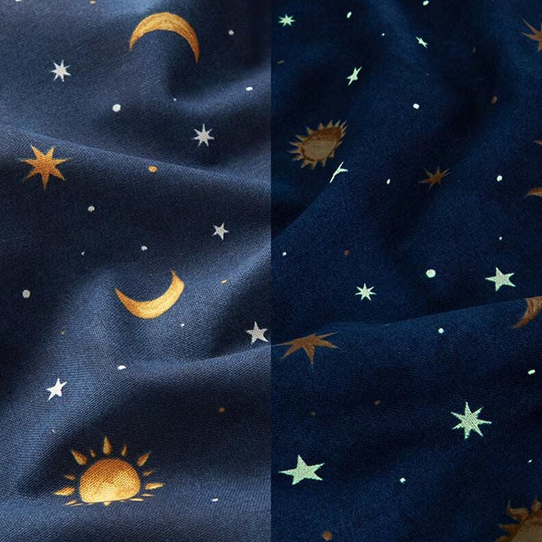 Tissu de décoration Ciel nocturne Glow in the Dark – or/bleu marine,  image number 3