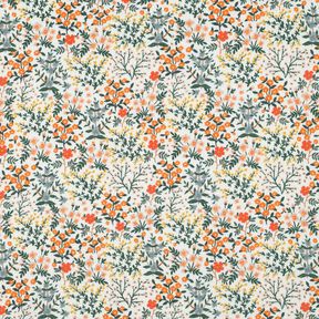 Tissu double gaze de coton Prairie fleurie Impression numérique | Poppy Fabrics – écru/orange pêche, 