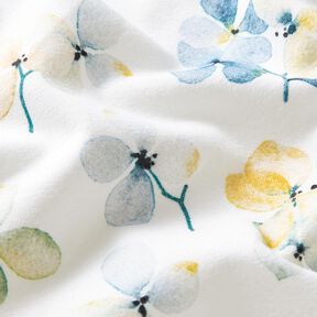 Jersey coton Fleurs aquarelle Impression numérique – ivoire/bleu clair, 