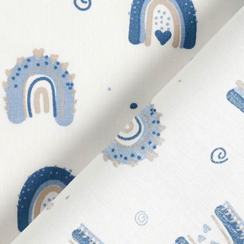 Tissu en coton Popeline Arcs-en-ciel mignons – bleu/blanc,  image number 4