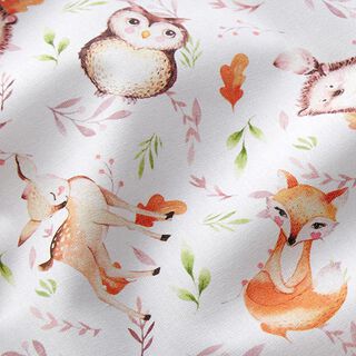 Tissu en coton Percale animaux de la forêt – blanc/marron clair, 