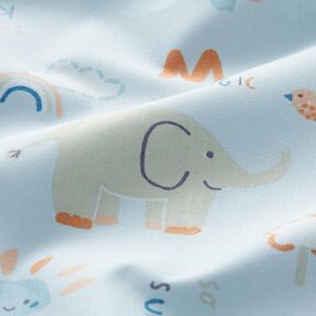 Tissu en coton Éléphant projetant de l’eau – bleu argenté, 