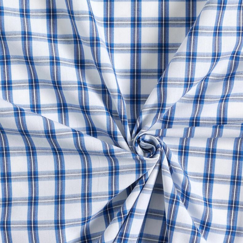 Tissu de coton pour chemise à carreaux – blanc/bleu,  image number 3