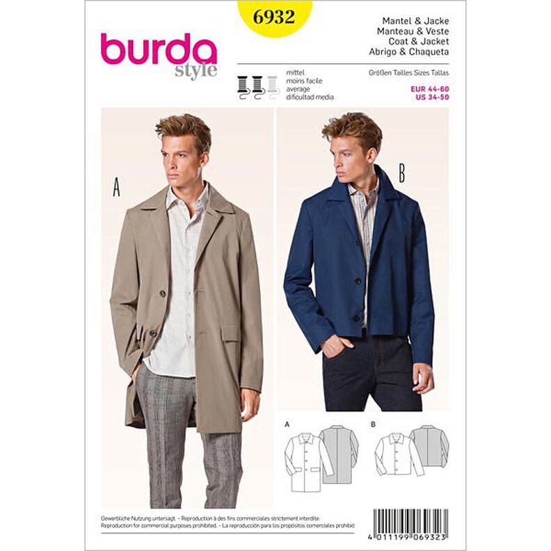 Manteau / veste homme, Burda 6932,  image number 1