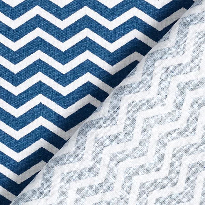 Tissu en coton Cretonne Zigzag – bleu marine/blanc,  image number 5