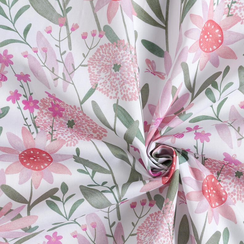 Popeline coton Grandes fleurs des champs Impression numérique | Poppy Fabrics – blanc,  image number 3