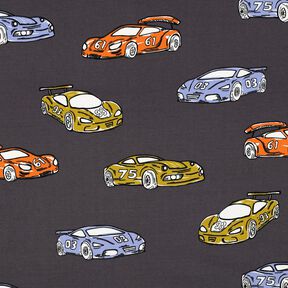 French Terry Sweat d’été Rennautos | Poppy Fabrics – gris, 