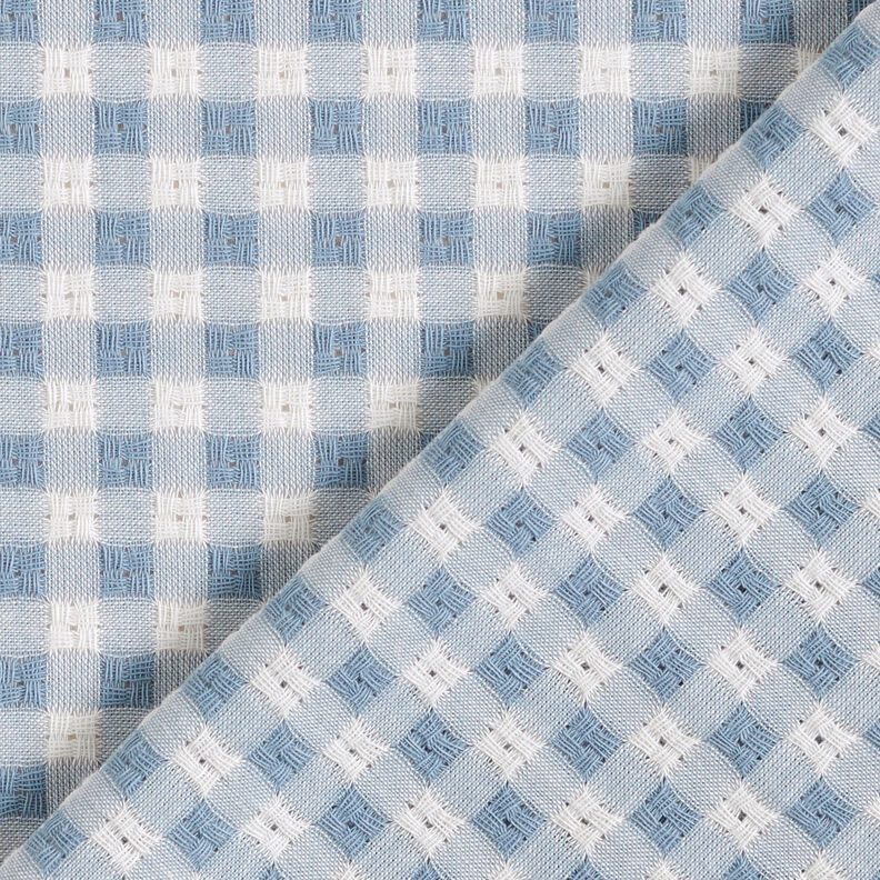 Tissu en coton à carreaux structurés – blanc/bleu clair,  image number 5