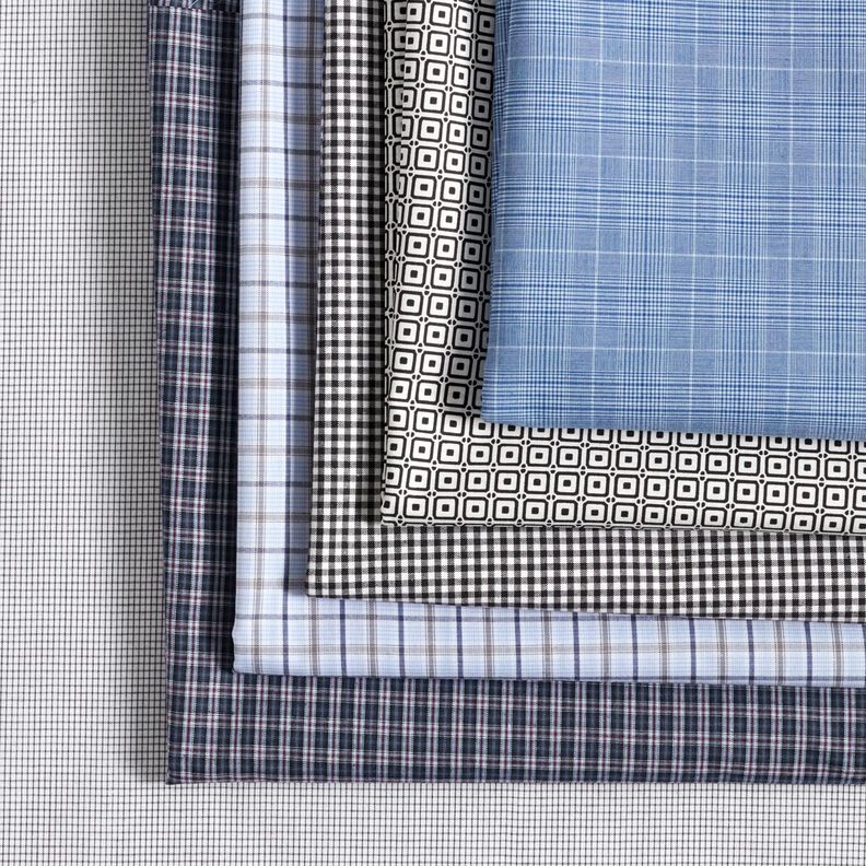 Tissu pour chemise à petits carreaux – noir/blanc, image number 5