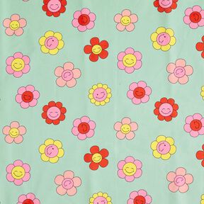 Coton enduit Fleurs joyeuses | Poppy Fabrics – menthe/jaune citron, 