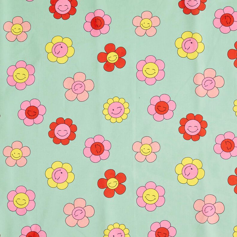 Coton enduit Fleurs joyeuses | Poppy Fabrics – menthe/jaune citron,  image number 1
