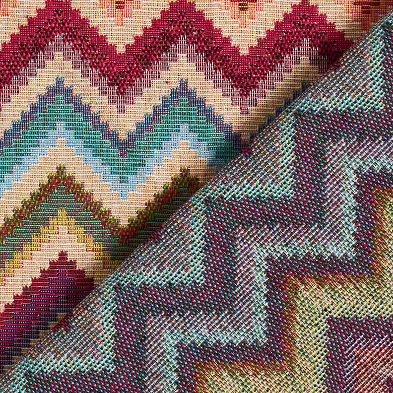 Tissu de décoration Gobelin Chevron – beige clair/carmin,  image number 4
