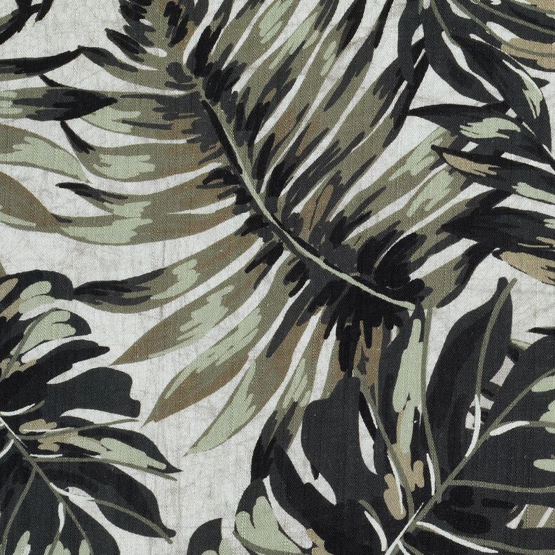 Mélange viscose lin Imprimé numérique Monstera – gris brume/kaki clair,  image number 6