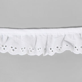 Dentelle ruchée brodée – blanc, 