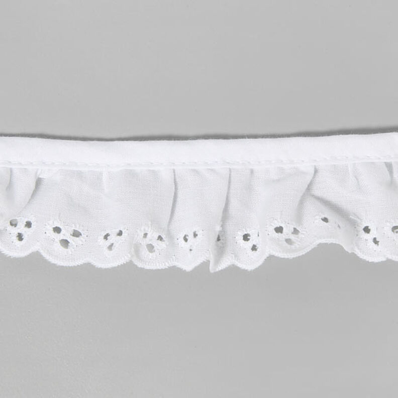 Dentelle ruchée brodée – blanc,  image number 1
