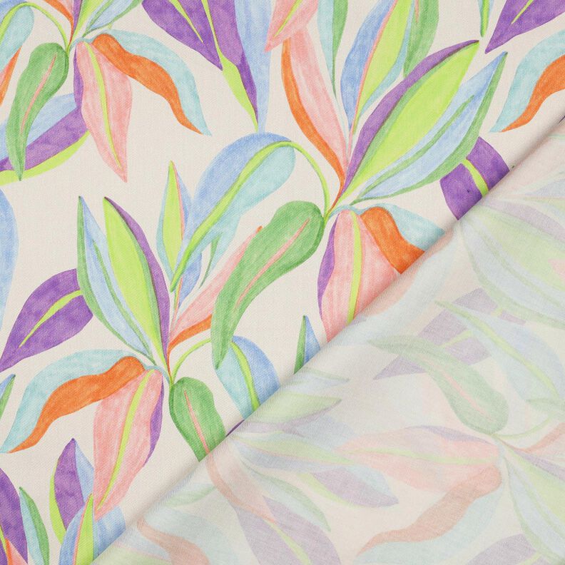 Satin de coton Imprimé numérique de feuilles | Poppy Fabrics – crème/vert clair,  image number 4