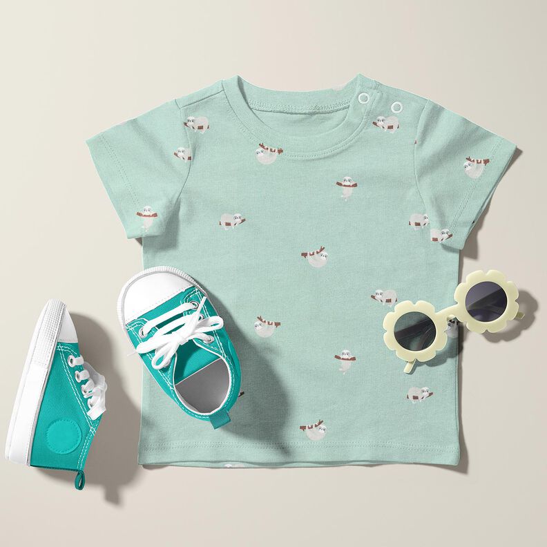 Jersey coton Paresseux – menthe clair, image number 5