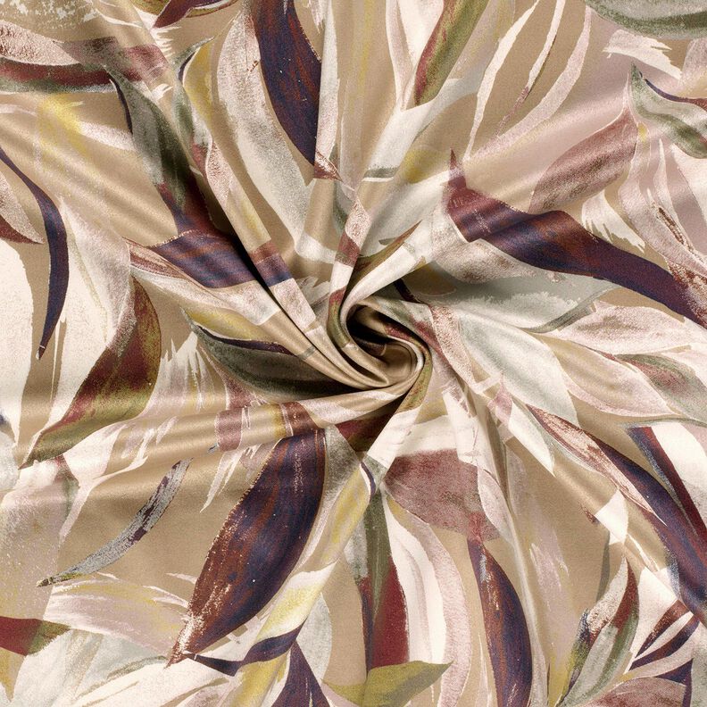 Velours extensible avec tissage de feuilles – mocca/rouge bordeaux, image number 3