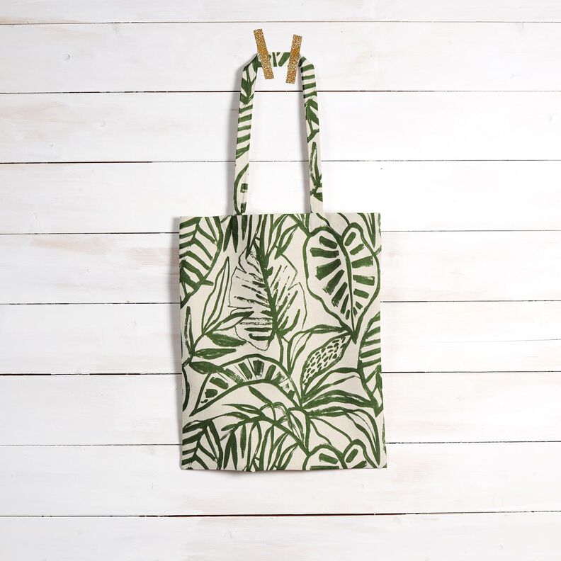 Tissu de décoration Semi-panama Monstera peint – crème/pin, image number 8