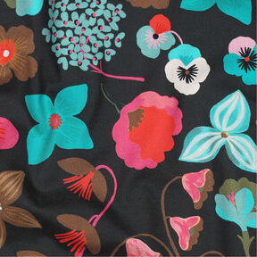 Popeline coton Meadow Flower Impression numérique | Nerida Hansen – noir/turquoise, 