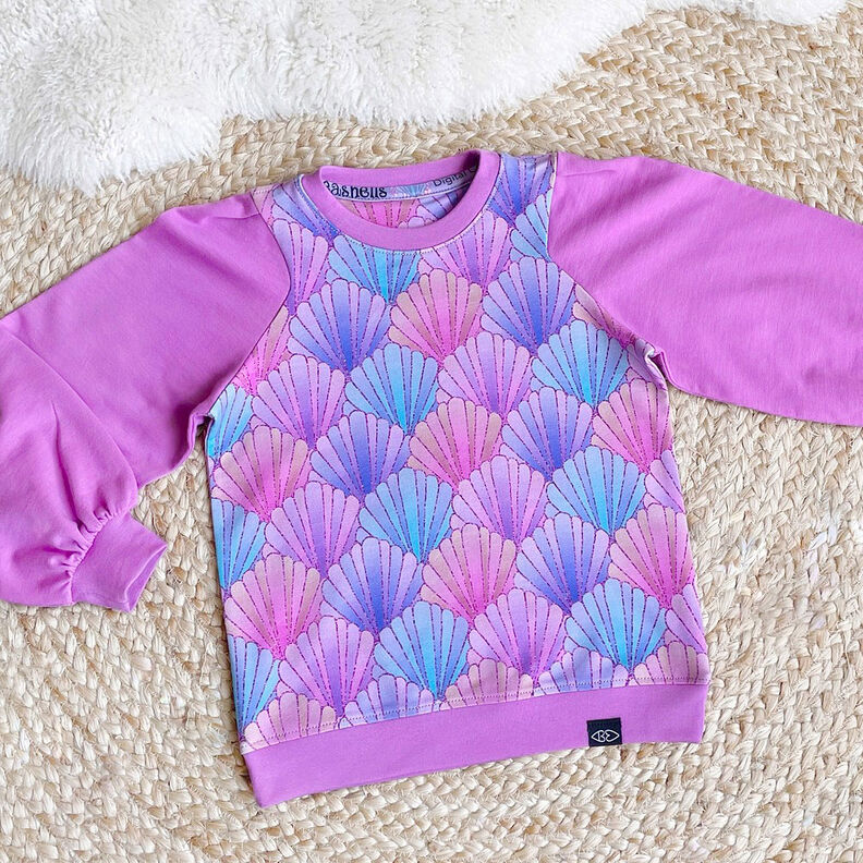 French Terry Sweat d’été Coquillages Impression numérique | by Poppy – lavande/lilas bleu,  image number 5