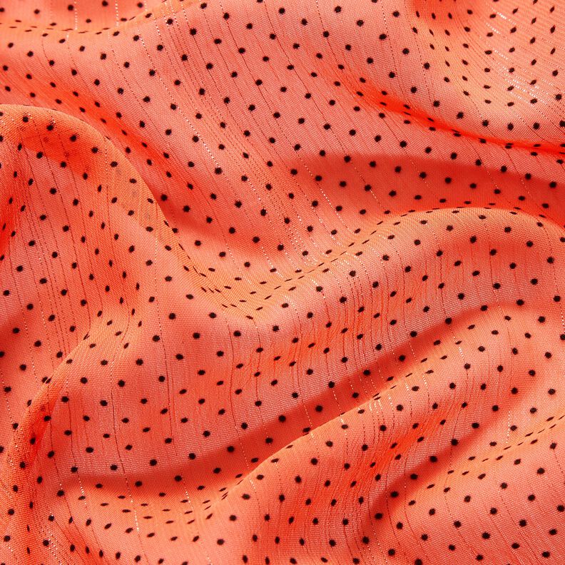 Mousseline Rayures et pois pailletés – orange, image number 2