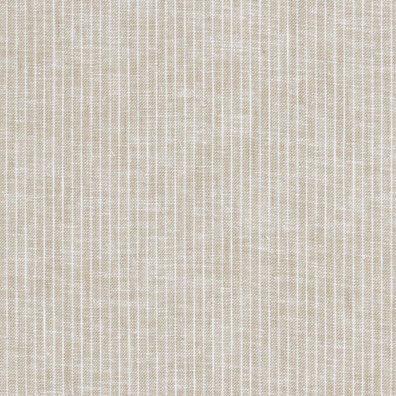 Mélange lin coton rayures étroites – taupe clair/blanc,  image number 1