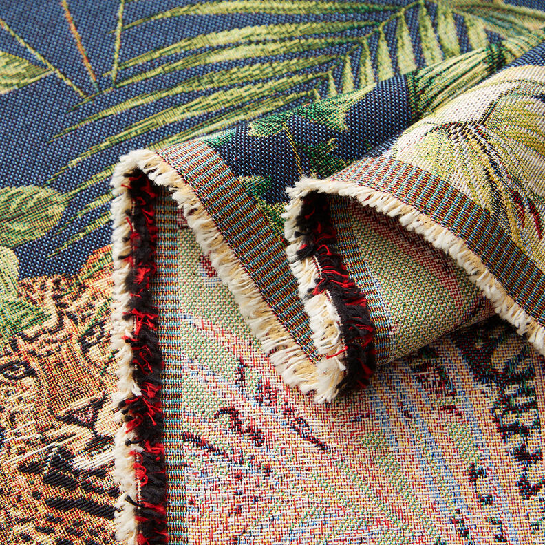 Tissu de décoration Gobelin Léopards dans la jungle – bleu/vert,  image number 3