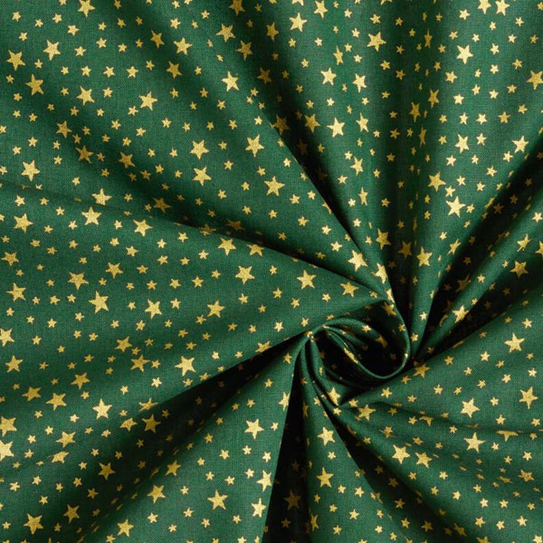 Tissu en coton Cretonne Ciel étoilé de Noël petit – vert foncé/or,  image number 4