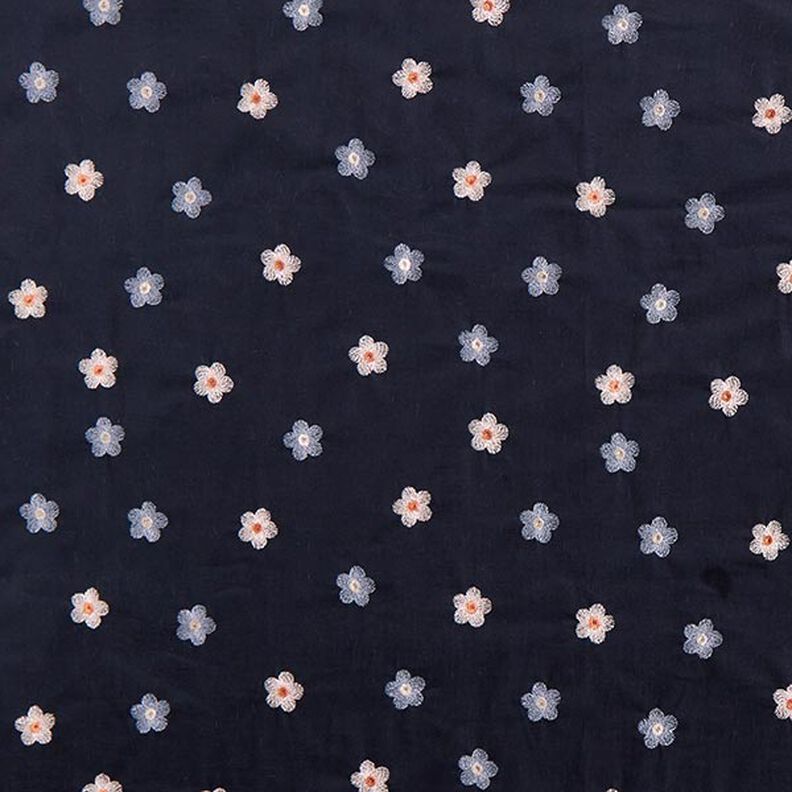 Babycord Fleurs brodées – bleu nuit,  image number 1