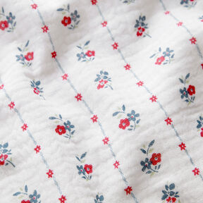 Tissu double gaze de coton Fleurs traditionnelles | by Poppy blanc/framboise, 
