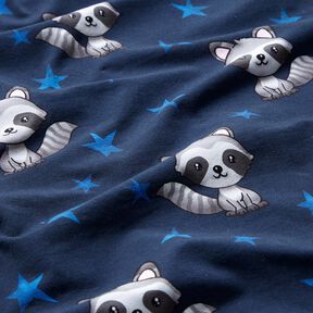 Jersey coton Raton laveur et étoiles | Glitzerpüppi – bleu nuit/argent, 