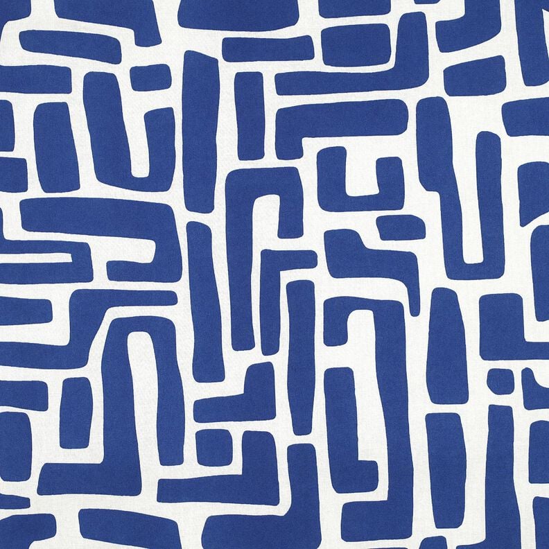 Coton enduit abstrait – bleu roi/écru,  image number 1