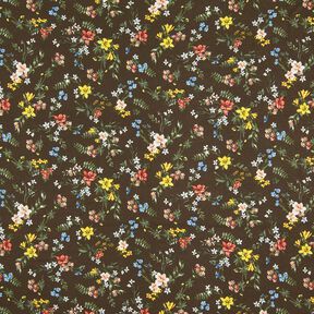 Jersey viscose Petites fleurs – marron foncé/rouge feu, 