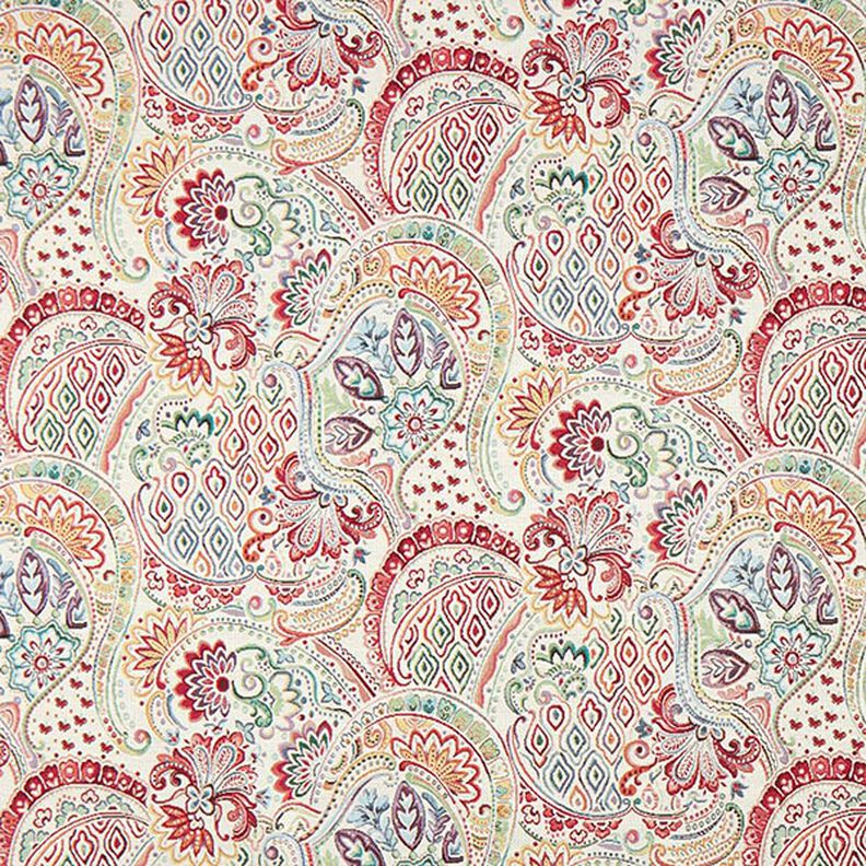 Tissu décoratif Gobelin Paisley coloré – écru,  image number 1