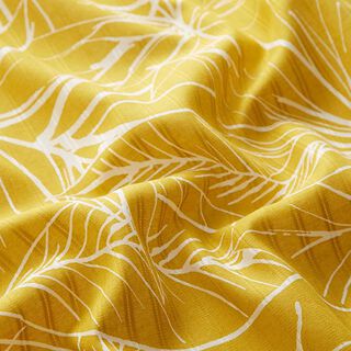 Tissu de coton côtes tissées Motif feuilles – jaune curry, 