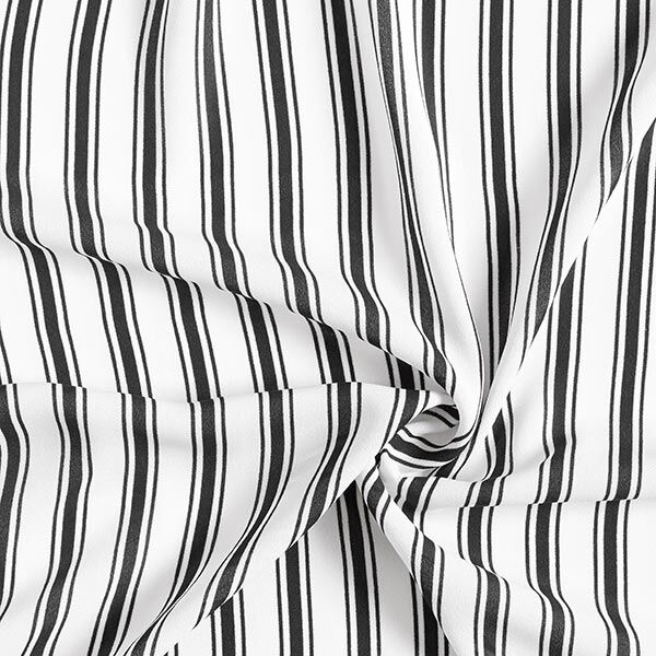 Mousseline de soie Fines rayures verticales – blanc/noir,  image number 3