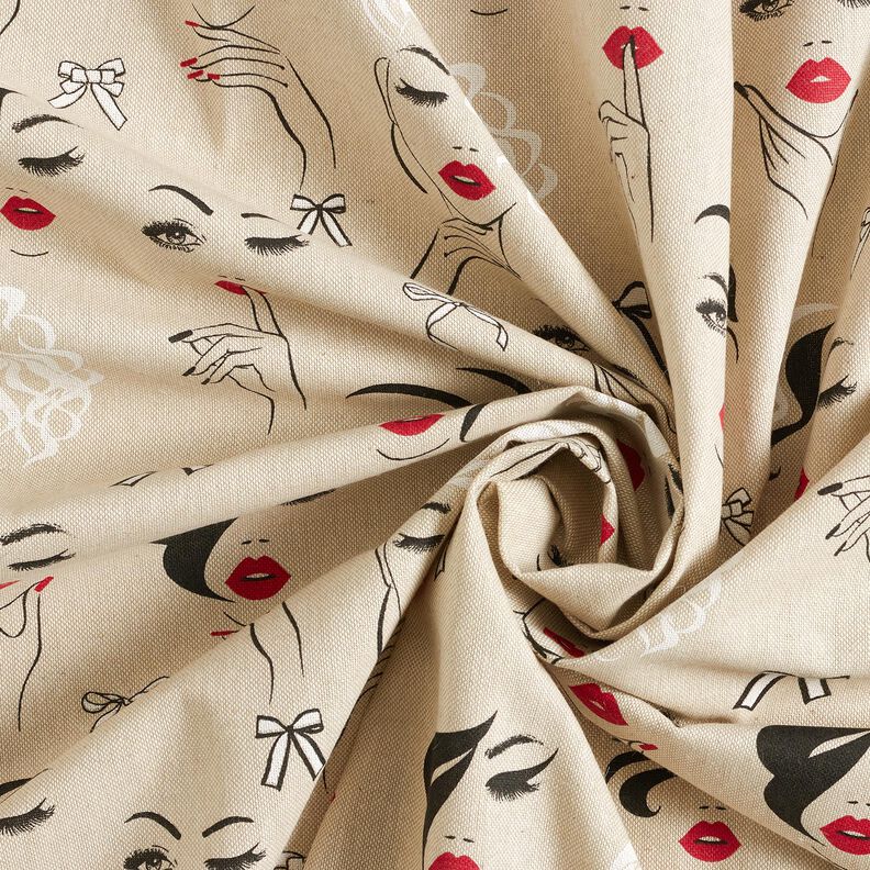Tissu de décoration Semi-panama Modèles – nature/carmin,  image number 3