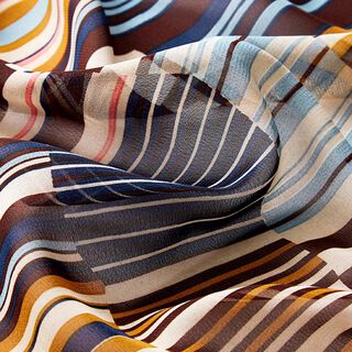 Mousseline de soie Rayures multicolores – moutarde/bleu pigeon, 